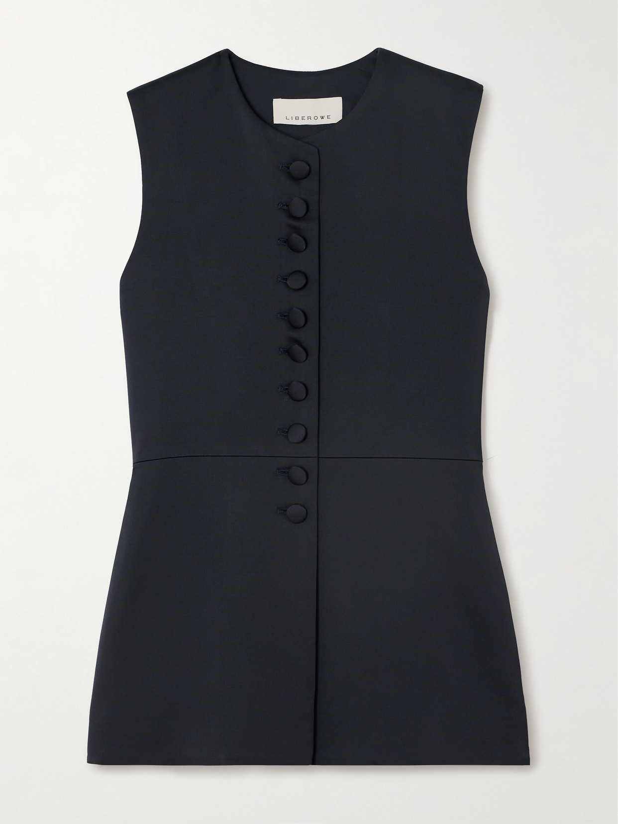 Liberowe + Net Sustain Vania Satin Peplum Vest In Blue