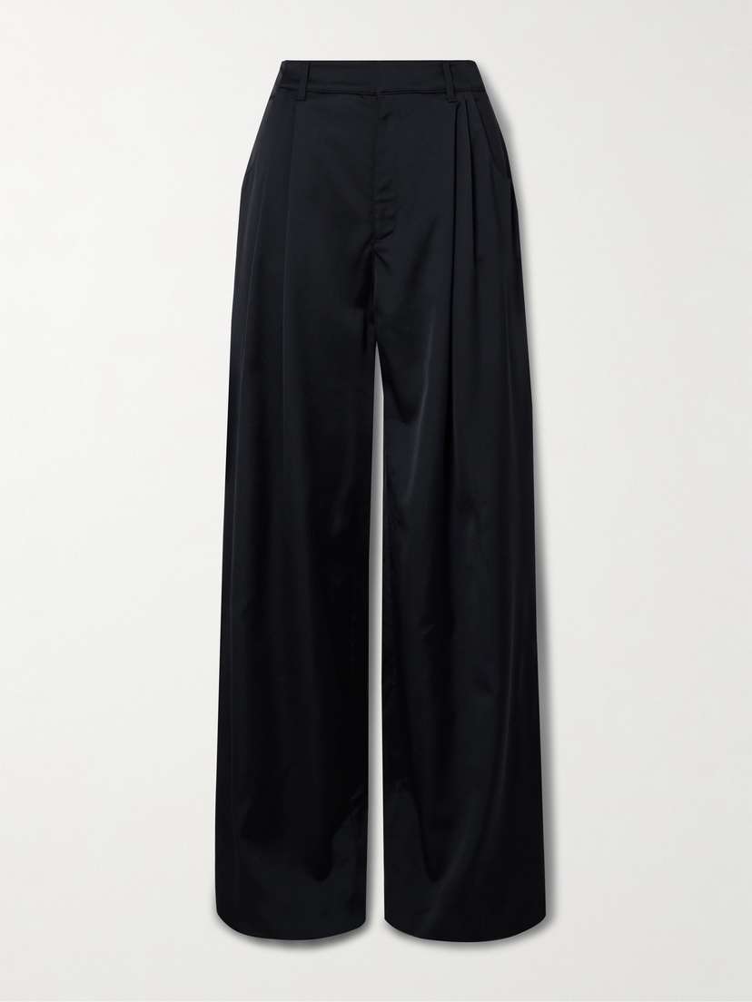 LIBEROWE Annie Pleated Satin-twill Wide-leg Pants