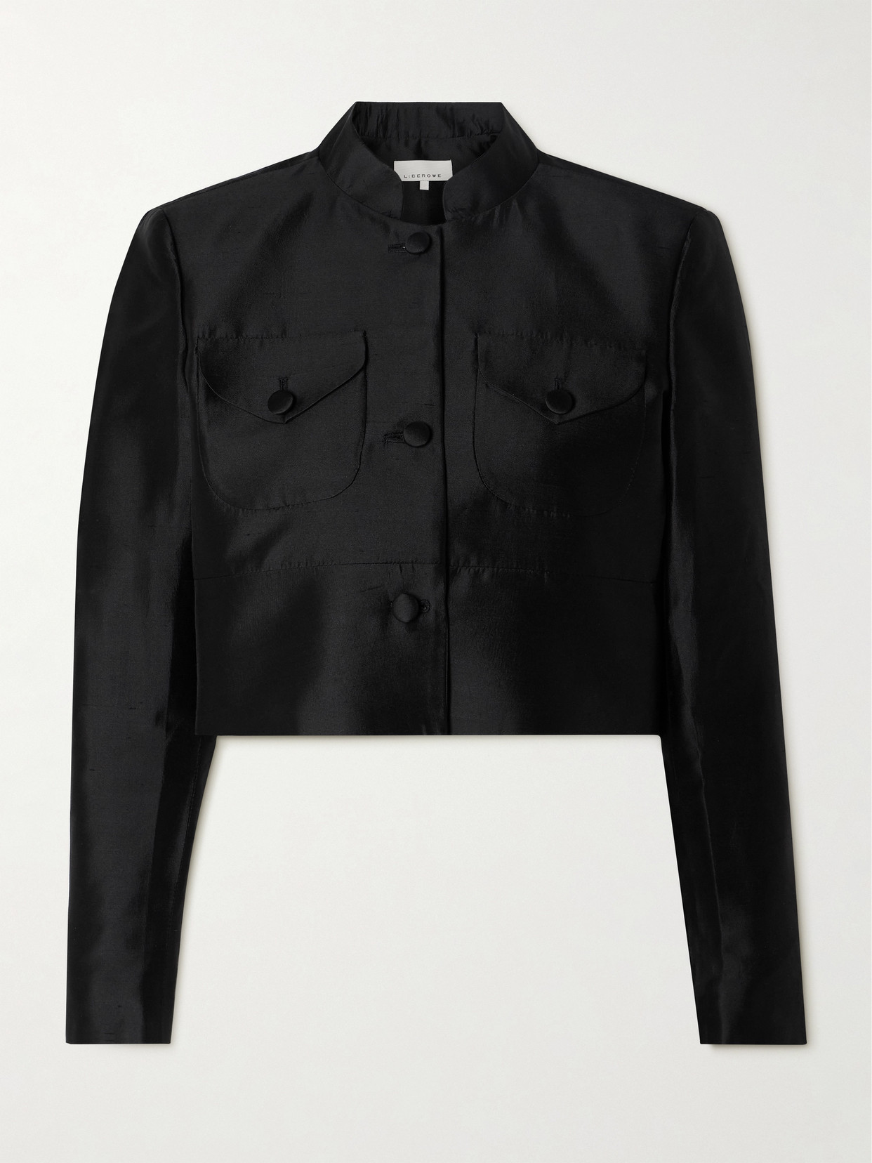 Liberowe + Net Sustain Raja Cropped Silk Jacket In Black