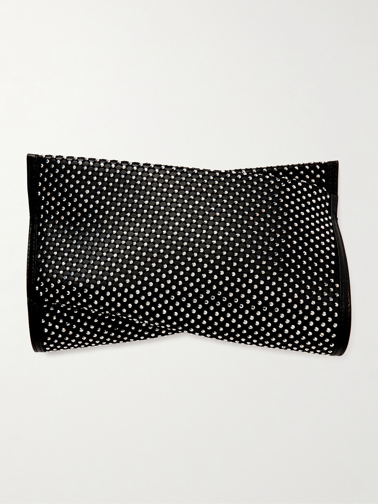 Christian Louboutin Loubitwist Crystal-embellished Leather Clutch In Black