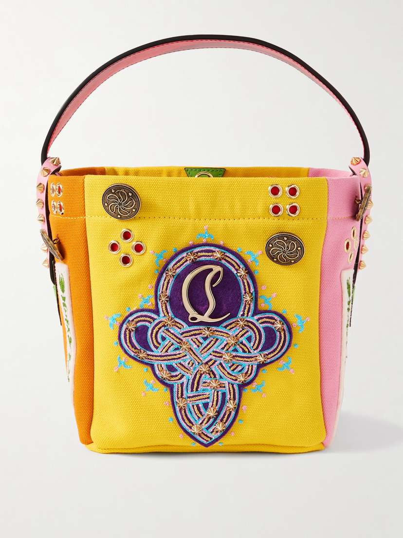 Christian Louboutin Breizcaba Embellished Embroidered Felt And Leather-trimmed Canvas Tote