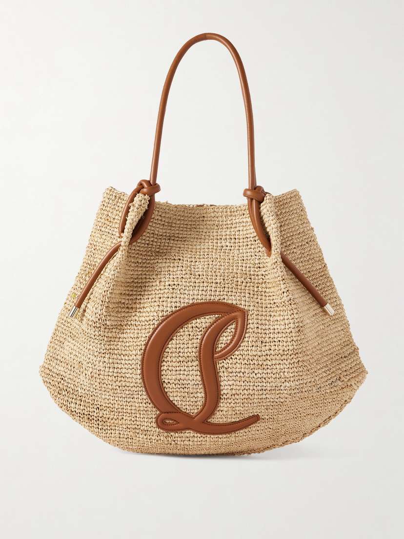 Christian Louboutin By My Side Leather-trimmed Crocheted Raffia Tote