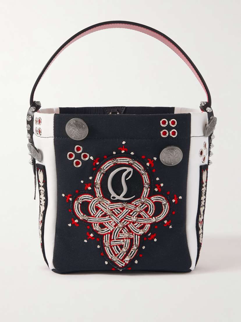 Christian Louboutin Breizcaba Embellished Felt And Leather-trimmed Canvas Tote