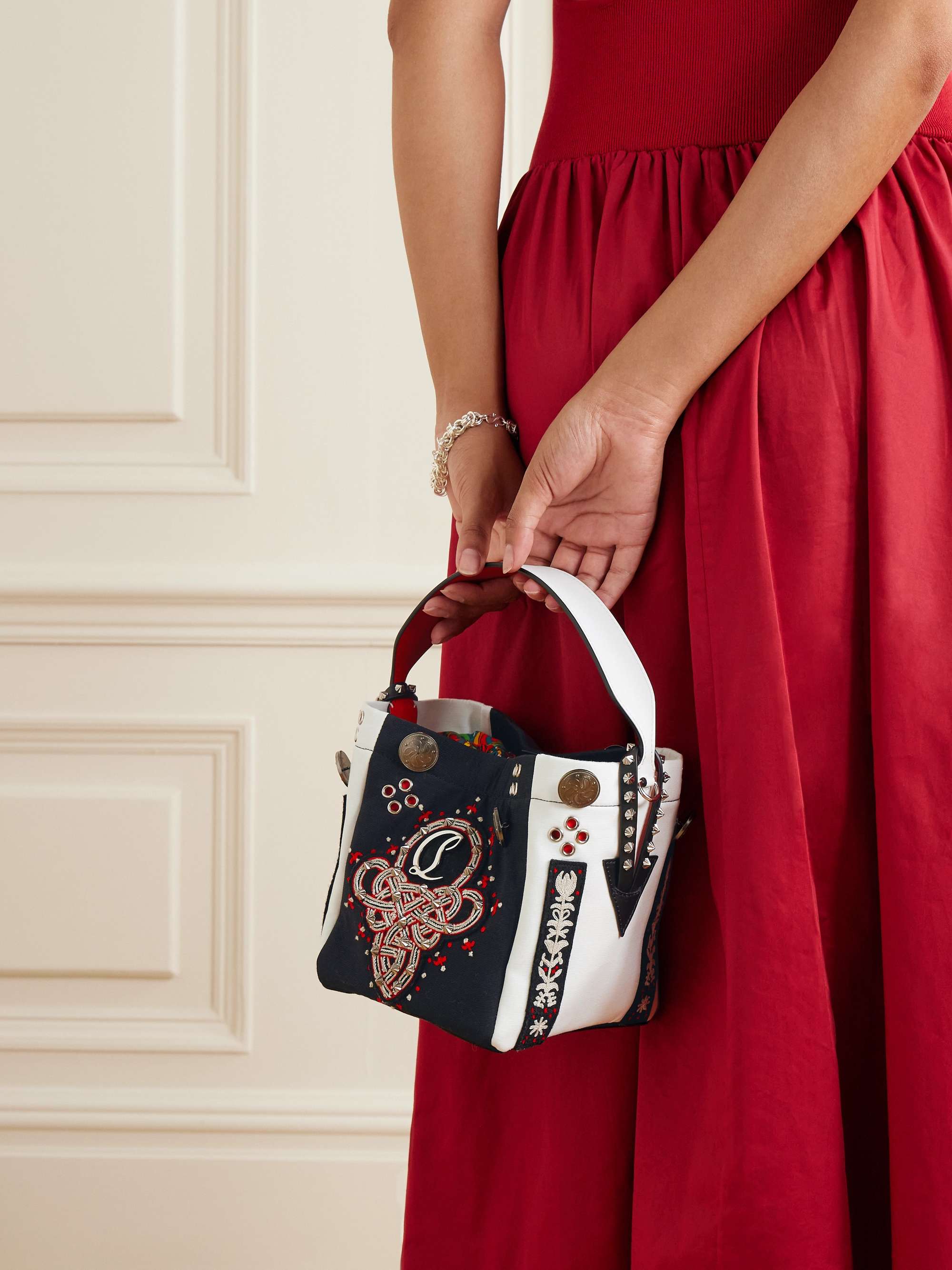 CHRISTIAN LOUBOUTIN Breizcaba embellished felt and leather