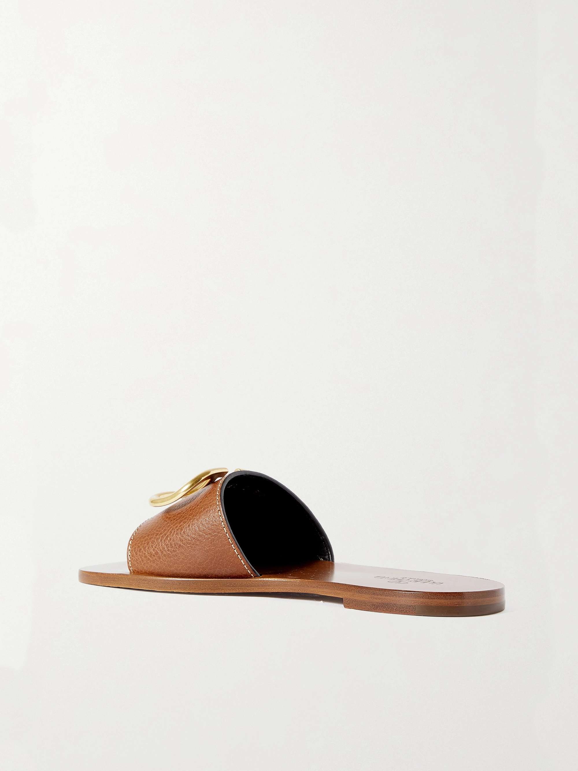 VALENTINO GARAVANI Valentino Garavani VLOGO textured-leather slides