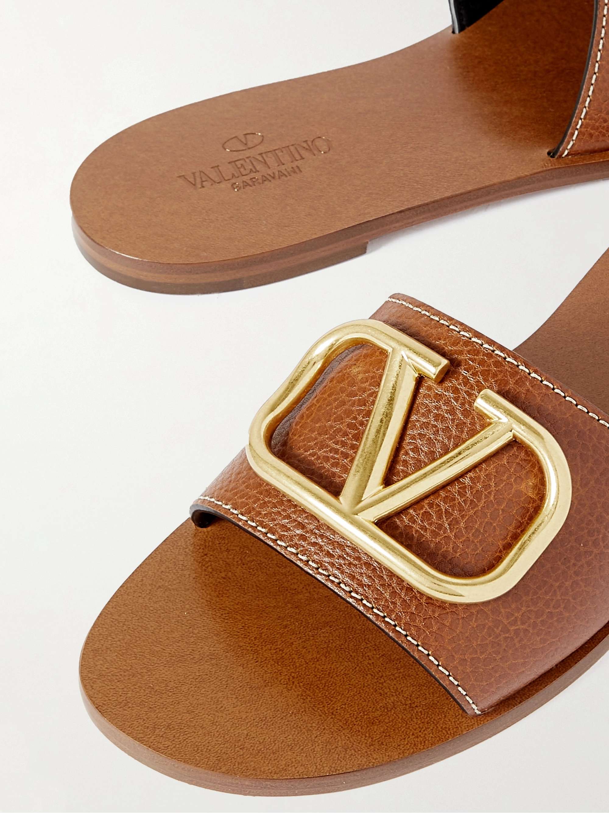 VALENTINO GARAVANI Valentino Garavani VLOGO textured-leather slides