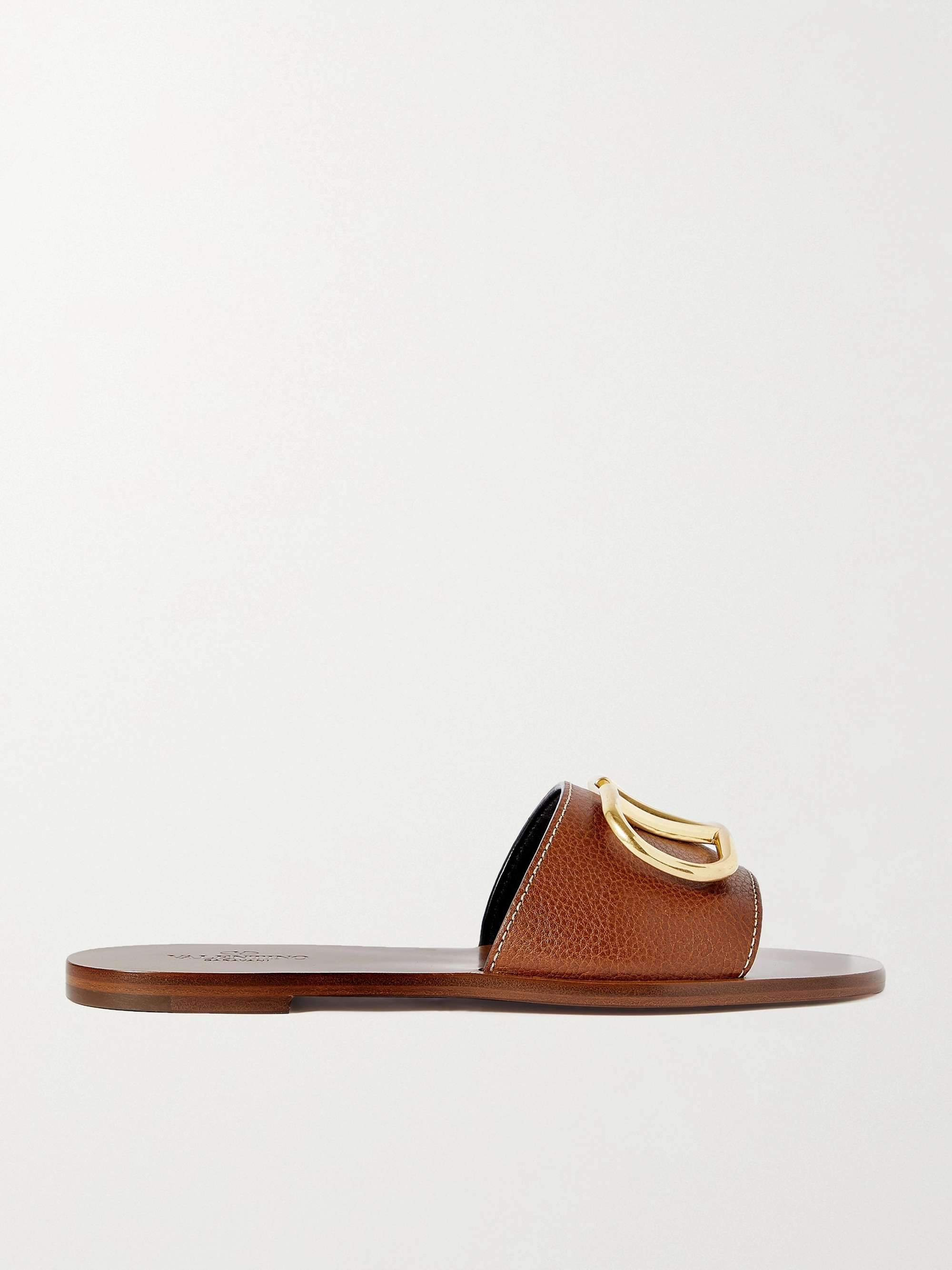 VALENTINO GARAVANI Valentino Garavani VLOGO textured-leather slides