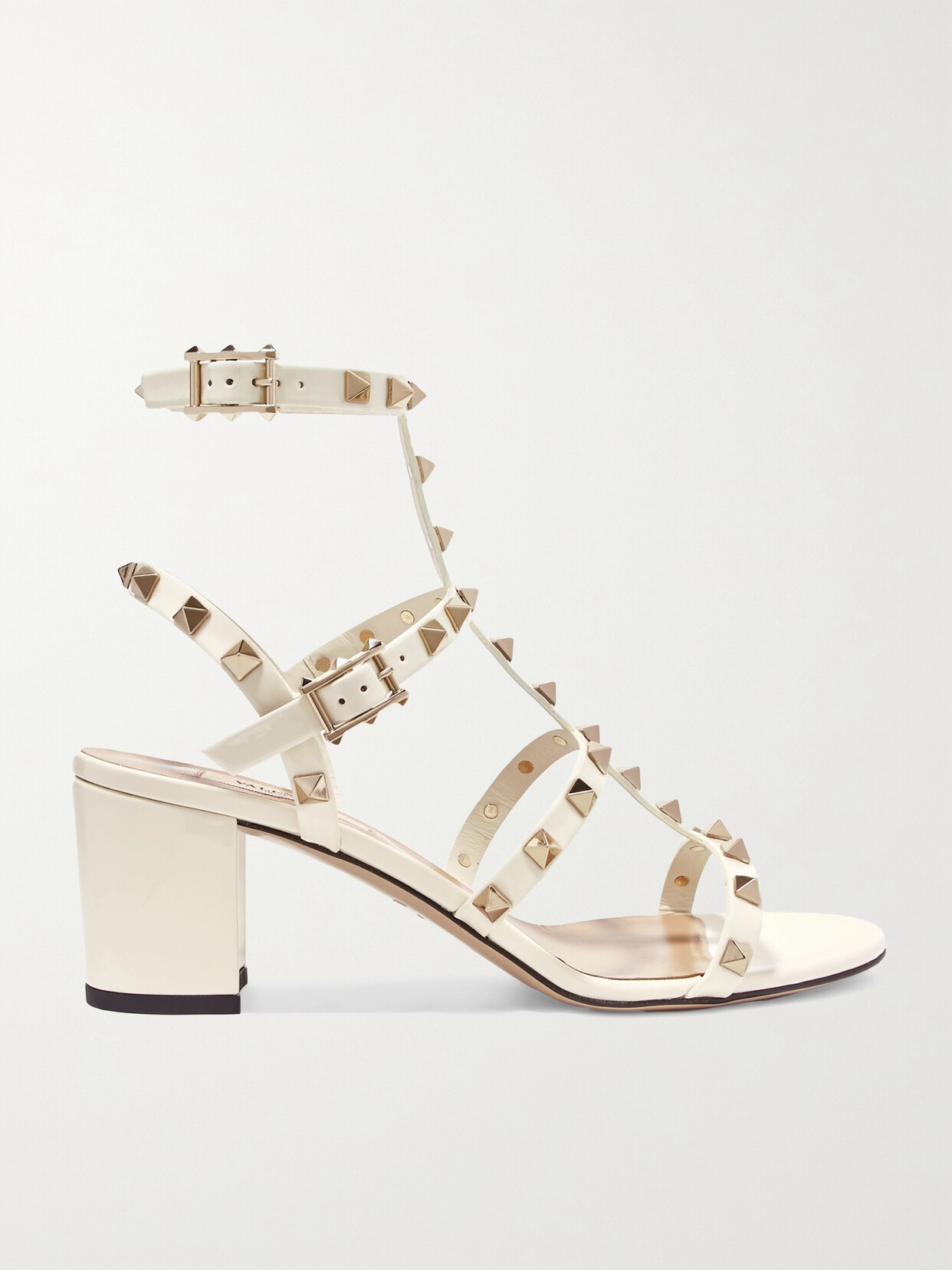 Valentino Garavani Valentino Garavani The Rockstud 60 Patent-leather Sandals - Ivory