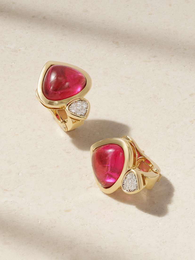 Marina B 18-karat Gold, Rubellite And Diamond Earrings