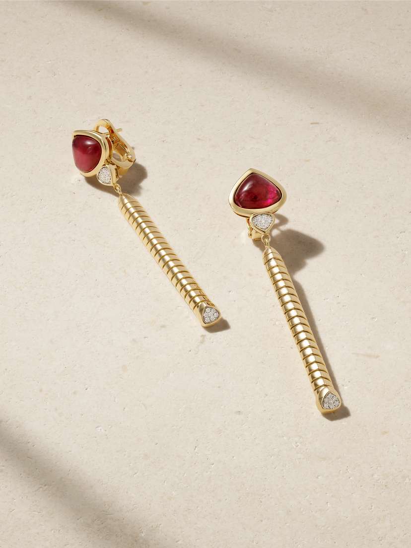 Marina B 18-karat Gold Rubellite And Diamond Earrings