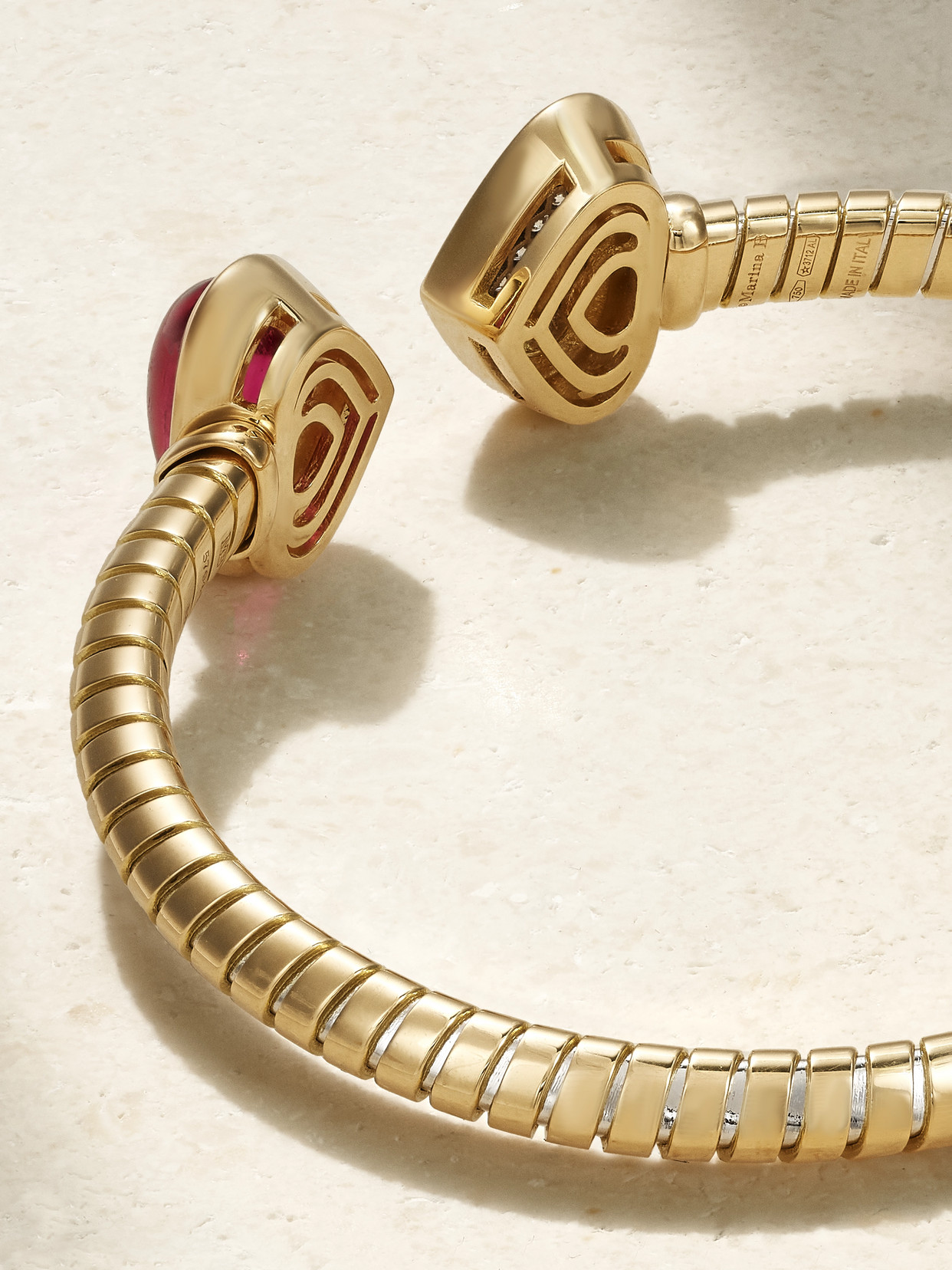 Shop Marina B Trisolina Castagna 18-karat Gold, Diamond And Rubellite Bracelet