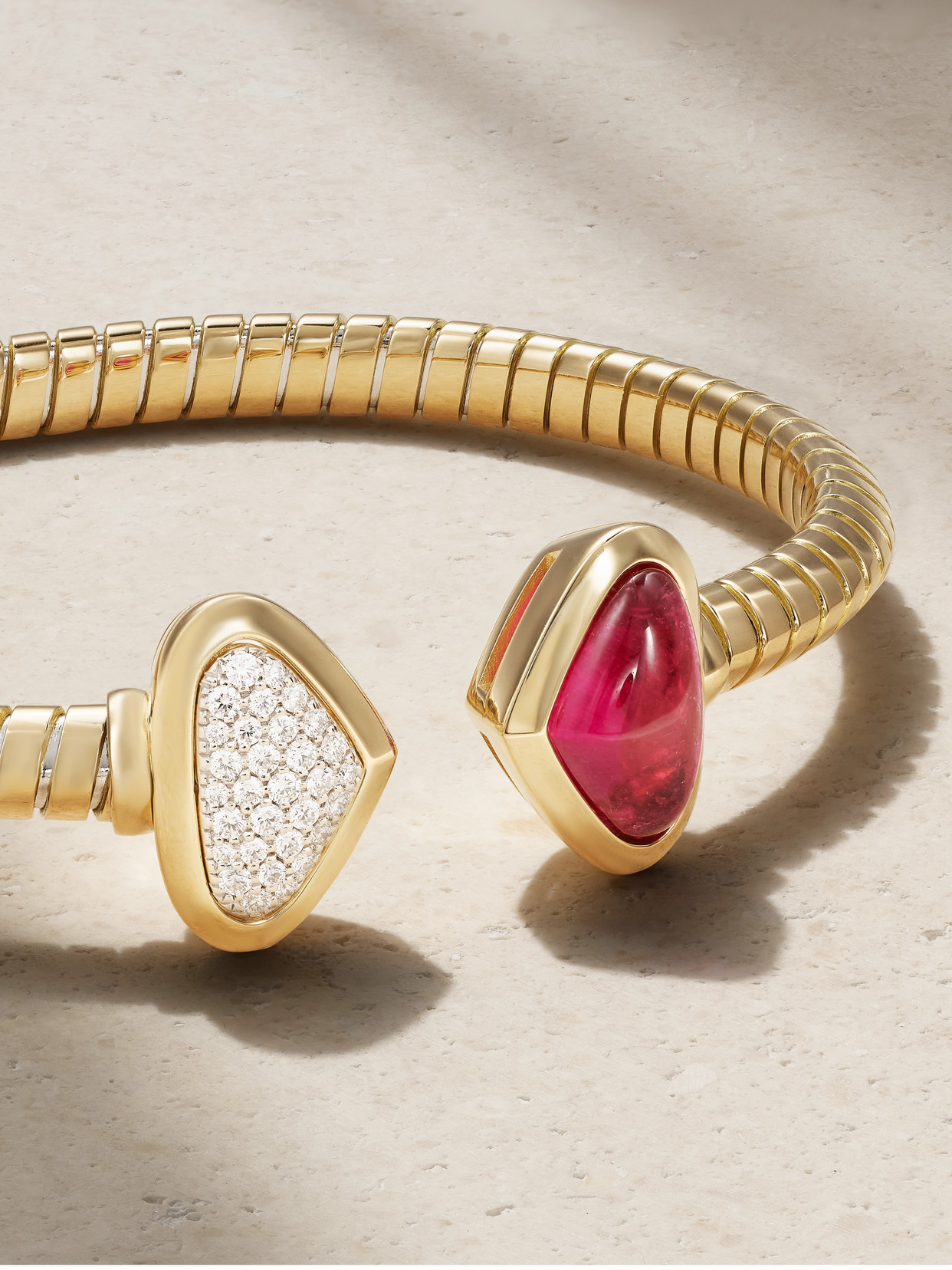 Shop Marina B Trisolina Castagna 18-karat Gold, Diamond And Rubellite Bracelet