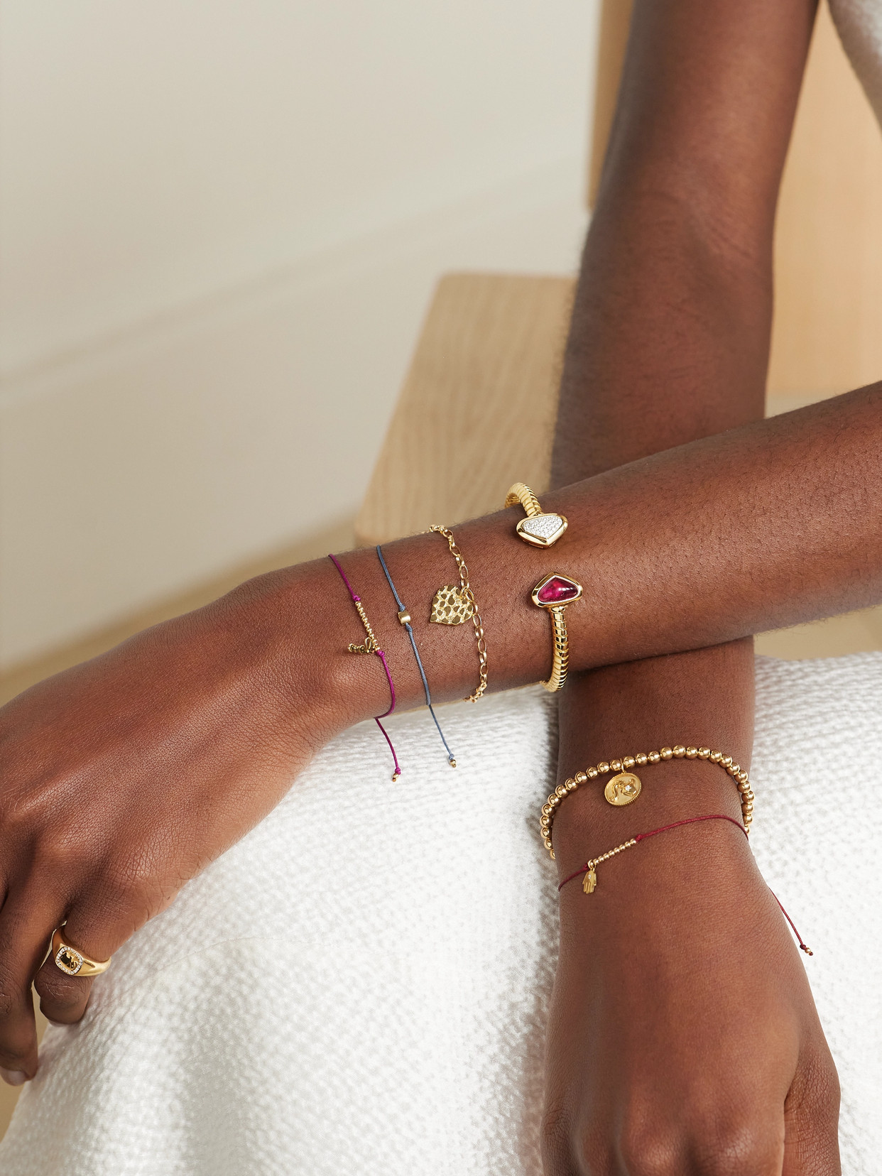 Shop Marina B Trisolina Castagna 18-karat Gold, Diamond And Rubellite Bracelet