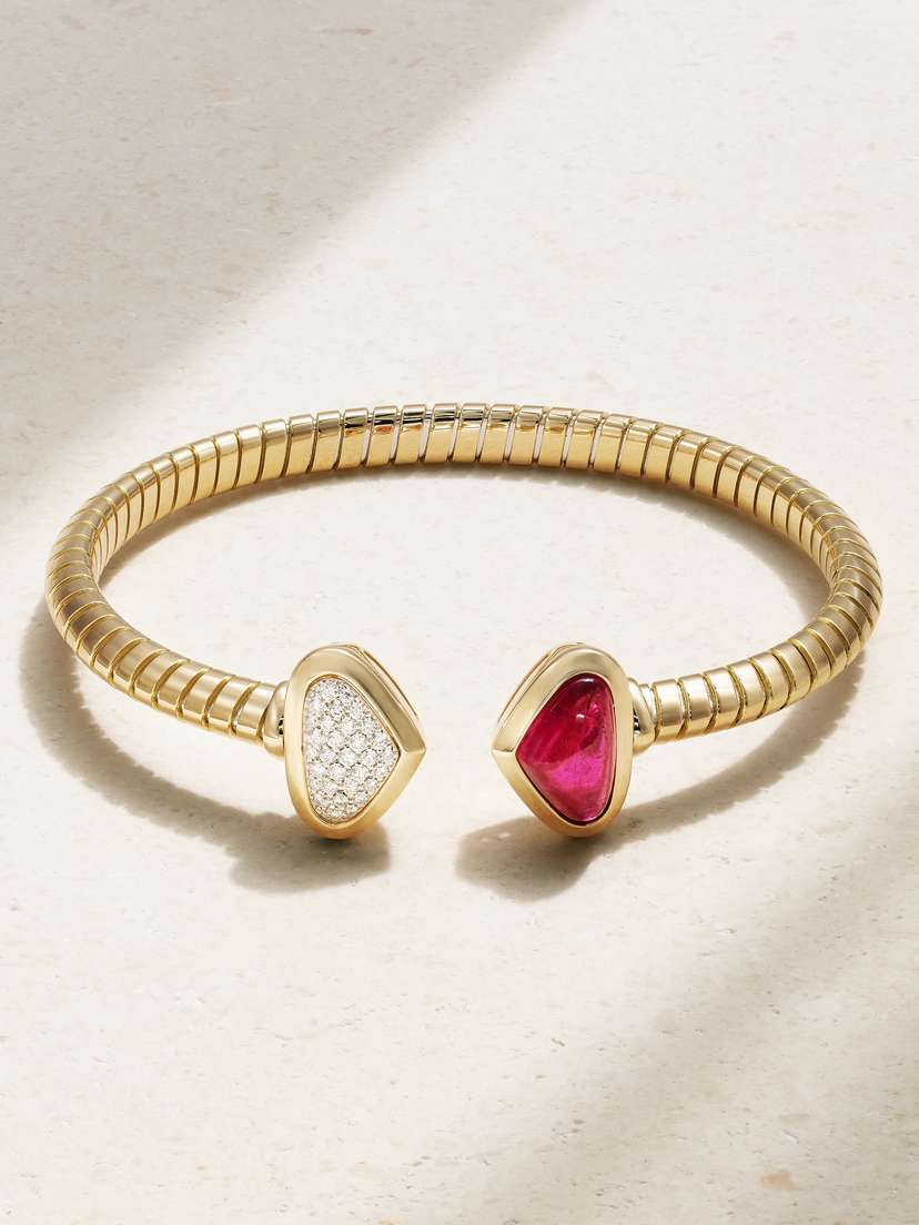 Marina B Trisolina Castagna 18-karat Gold, Diamond And Rubellite Bracelet