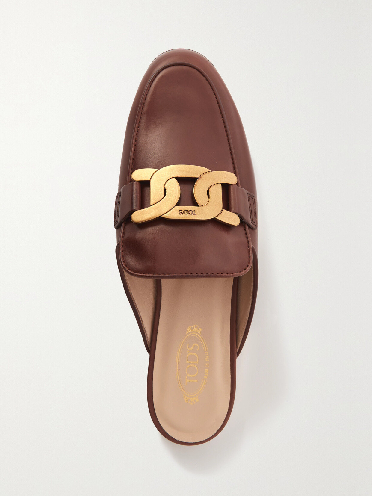 Tod's Embellished Leather Slippers - Brown