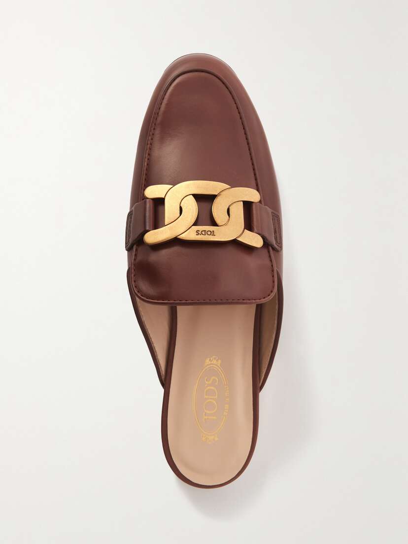 Tod's Embellished Leather Slippers
