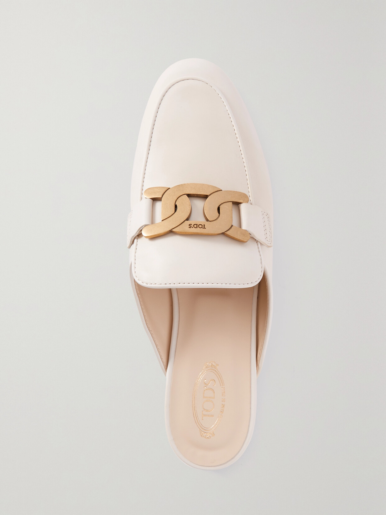 Tod's Embellished Leather Slippers In Off-white