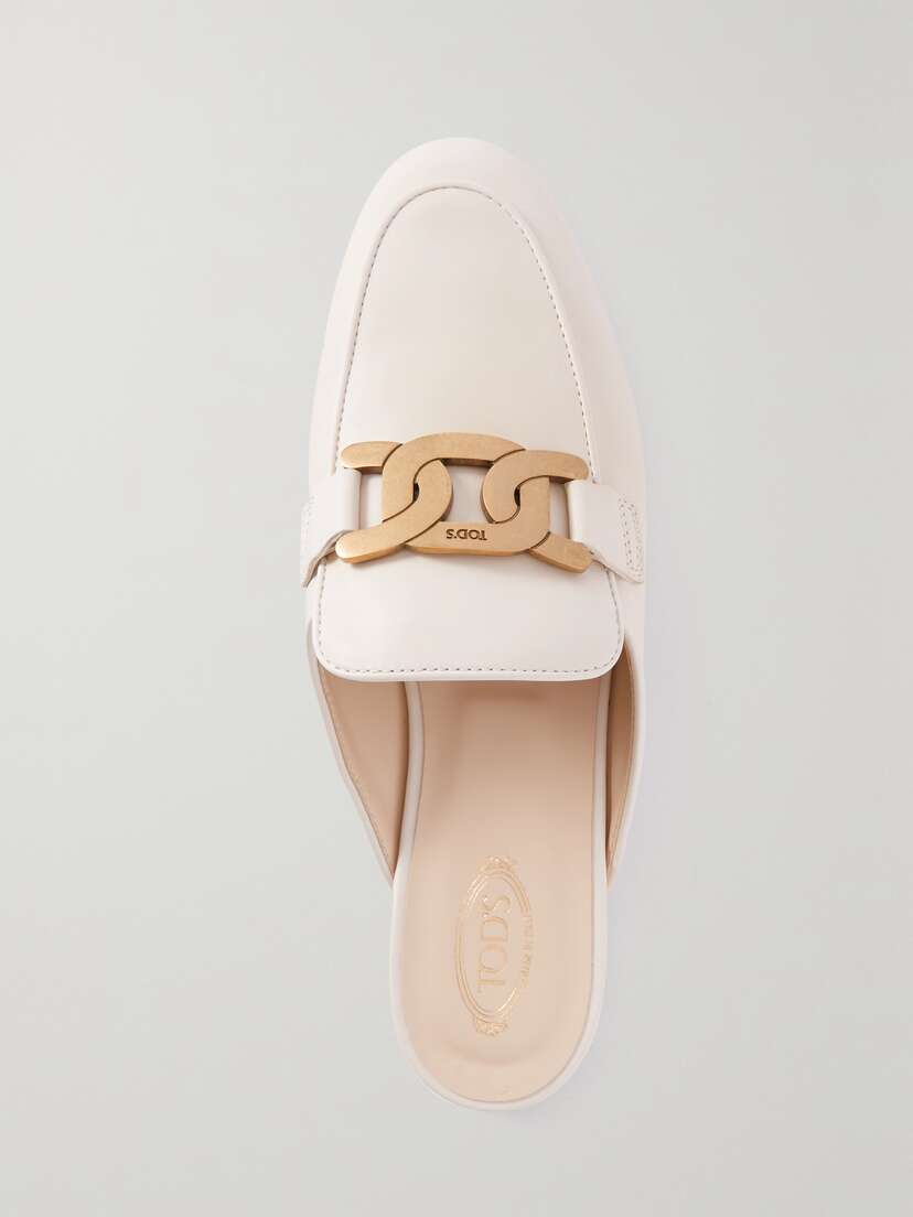 Tod's Embellished Leather Slippers