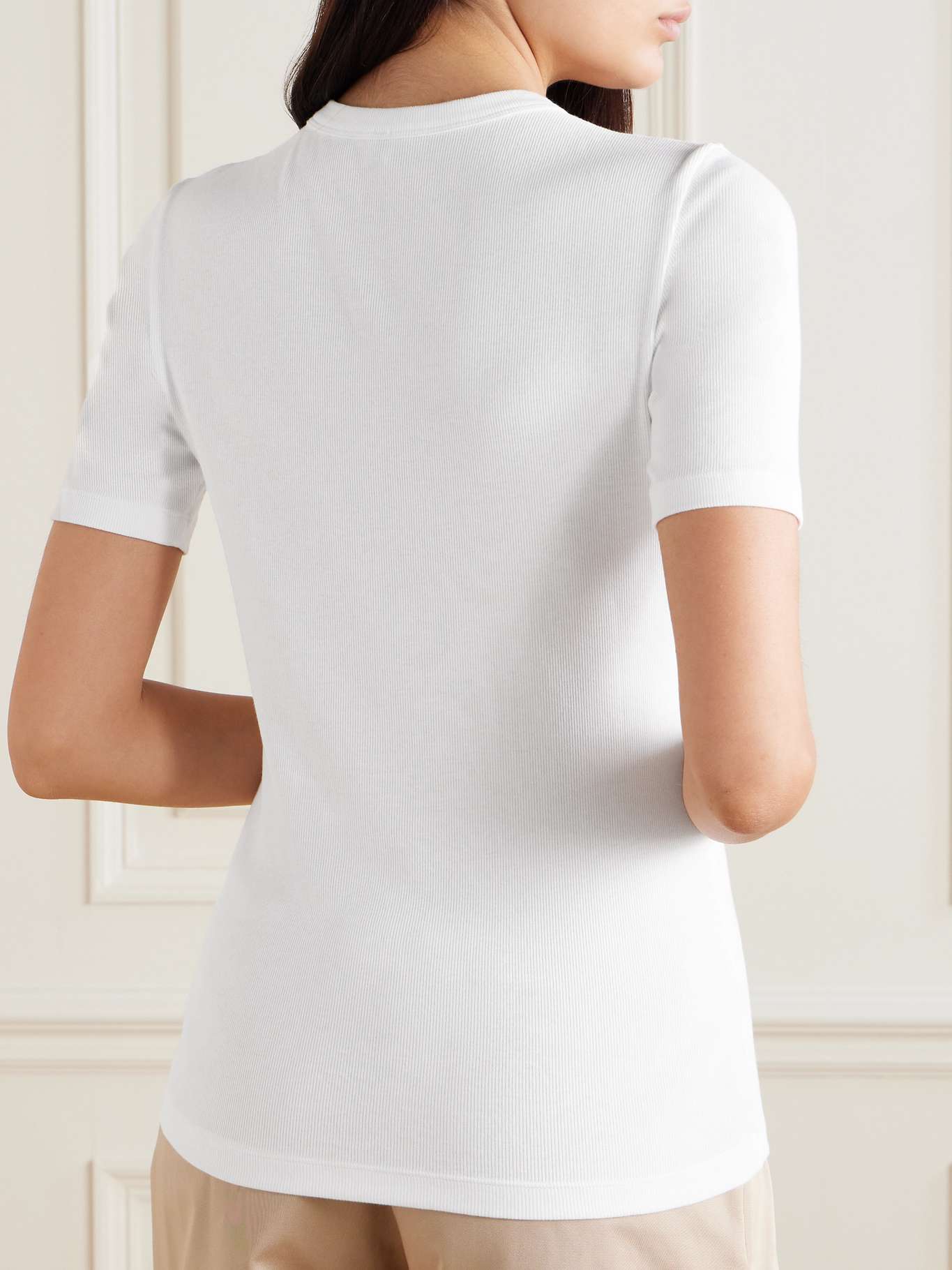 Jersey T-Shirt with ribbed neckline and woven details main image 1