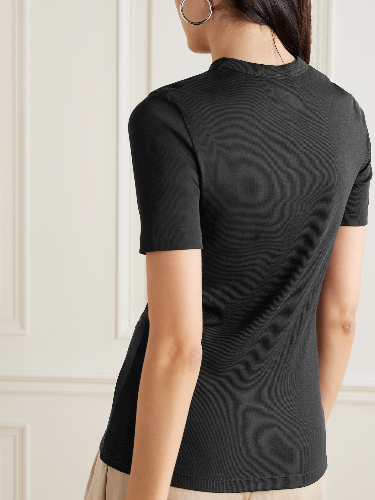 Totême Toteme Women's Black Logo-embroidered Organic Cotton T-shirt In Black
