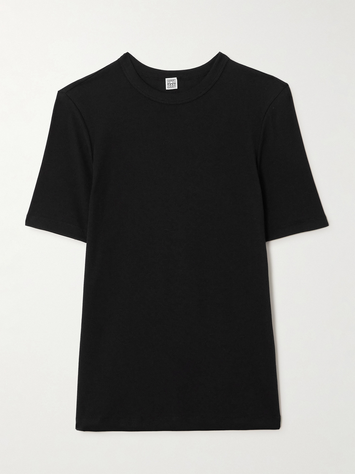 Totême Ribbed Stretch-cotton Jersey T-shirt In Black