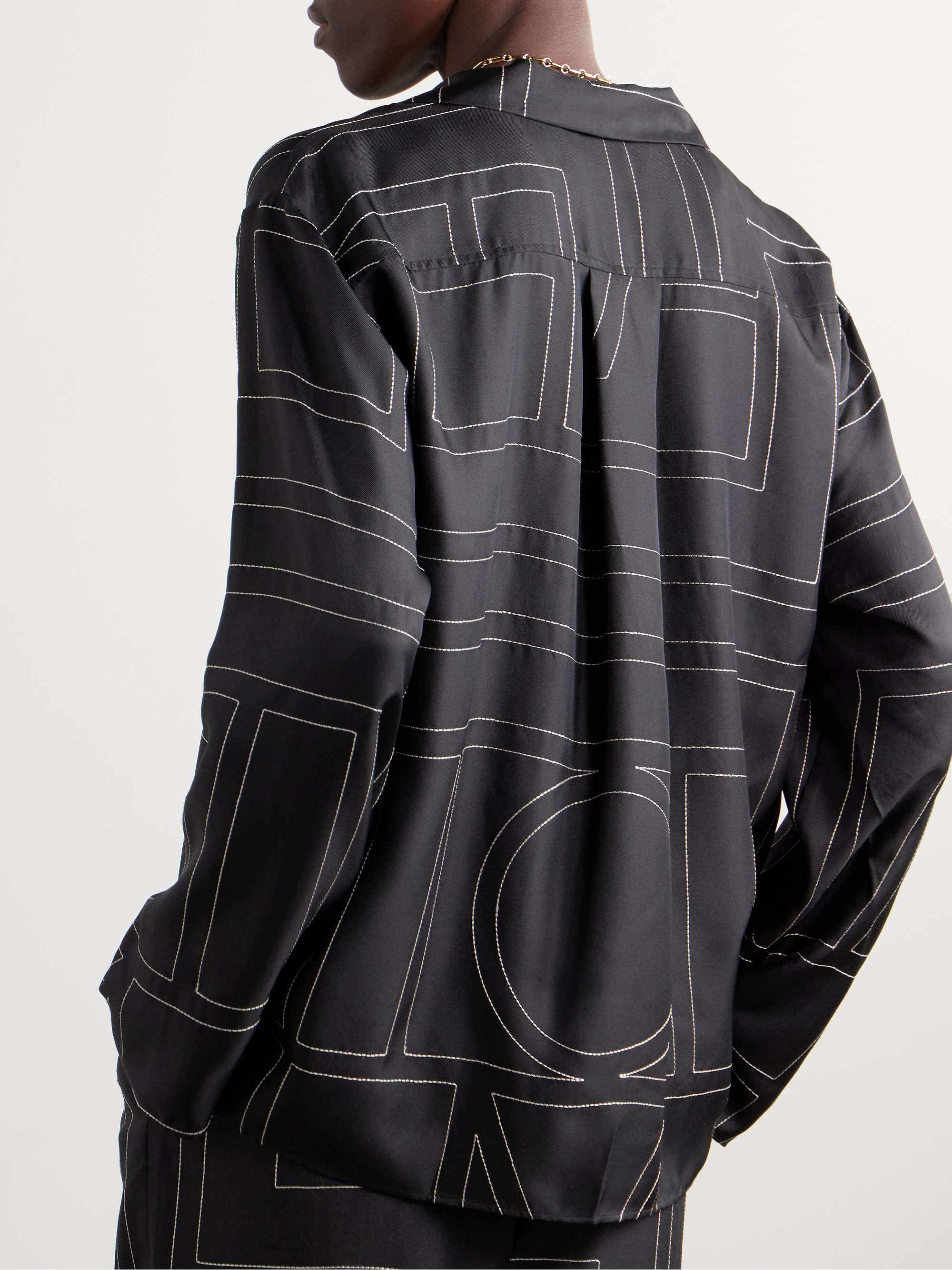 TOTEME Embroidered silk-twill shirt