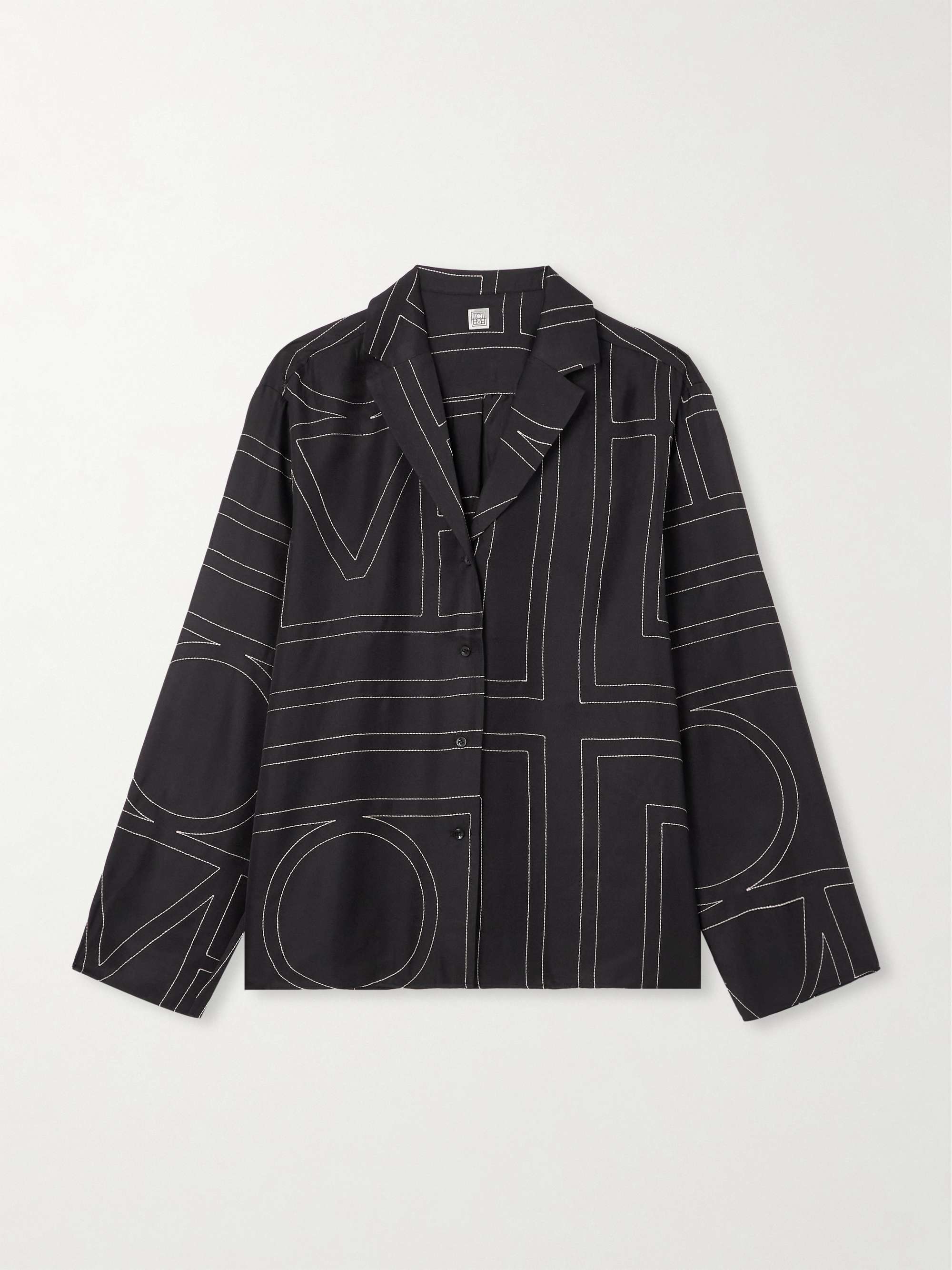 TOTEME Embroidered silk-twill shirt