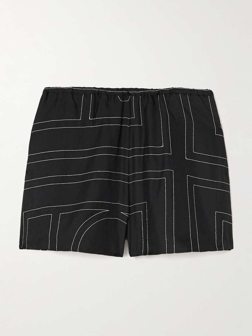 TOTEME Embroidered Silk-twill Shorts