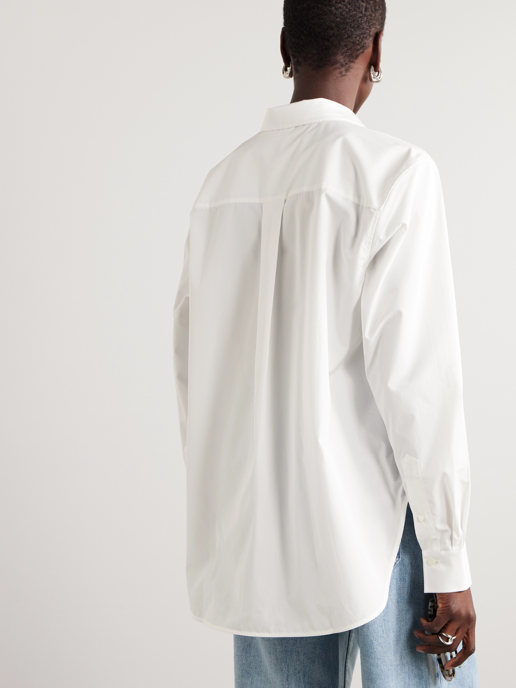 TOTEME Oversized embroidered organic cotton-poplin shirt thumbnail