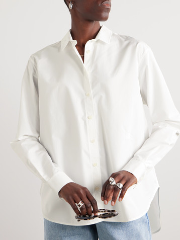 TOTEME Oversized embroidered organic cotton-poplin shirt