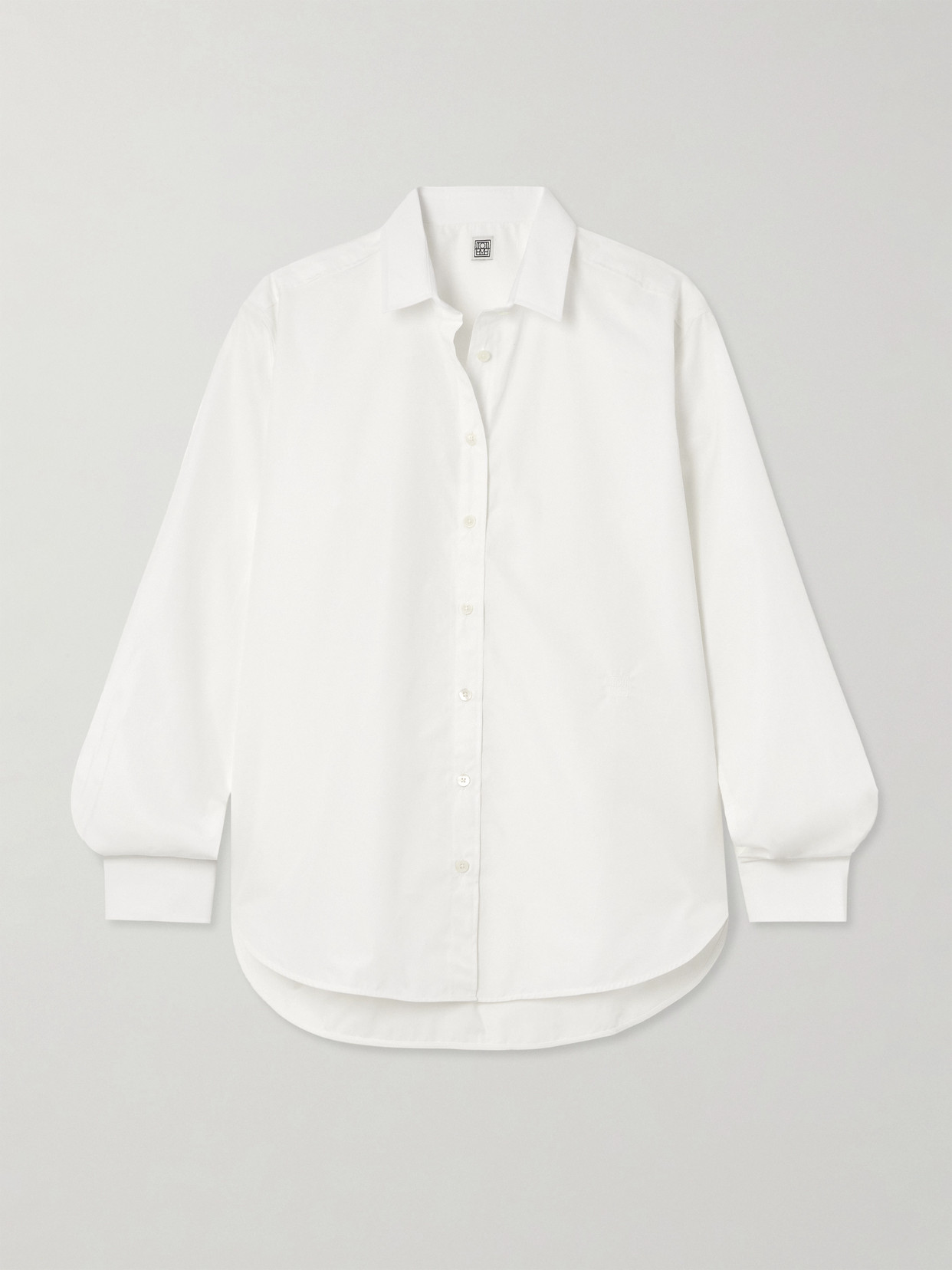 Totême Oversized Embroidered Organic Cotton-poplin Shirt In White