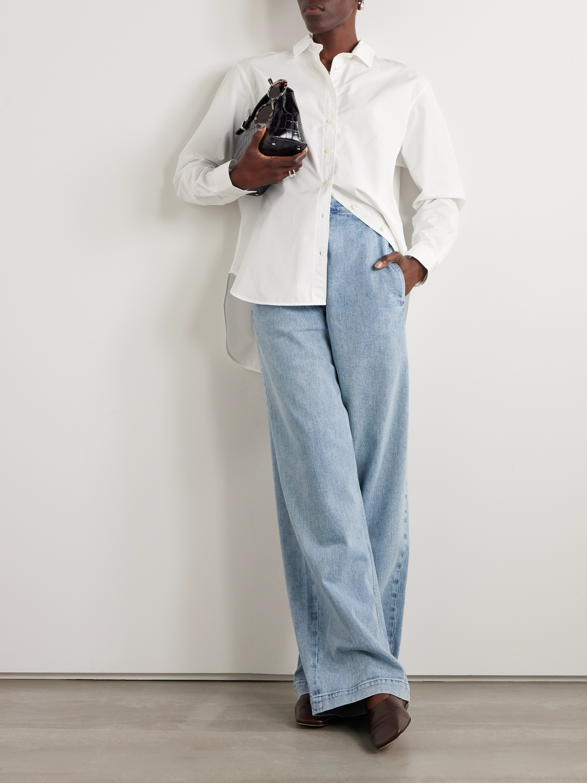 TOTEME Oversized embroidered organic cotton-poplin shirt thumbnail