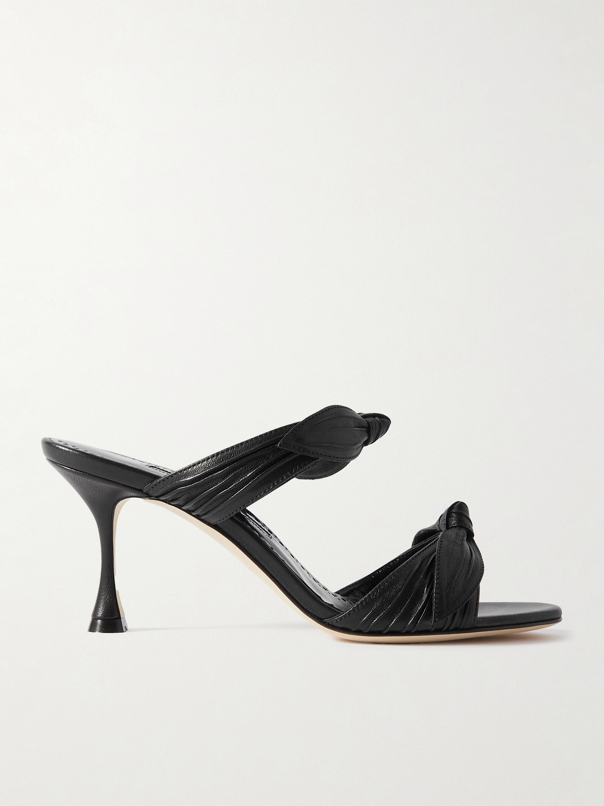 Manolo Blahnik Lollo 70 Bow-embellished Leather Mules In Black