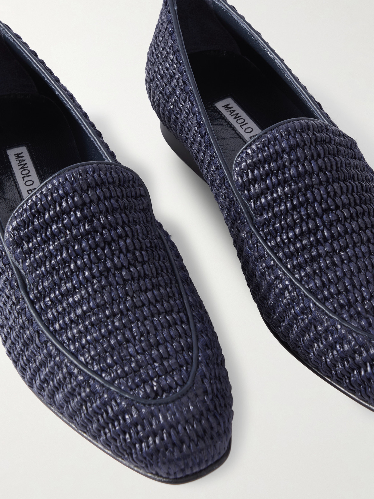 Manolo Blahnik Pitakara Woven Slip-on Loafers In Blue