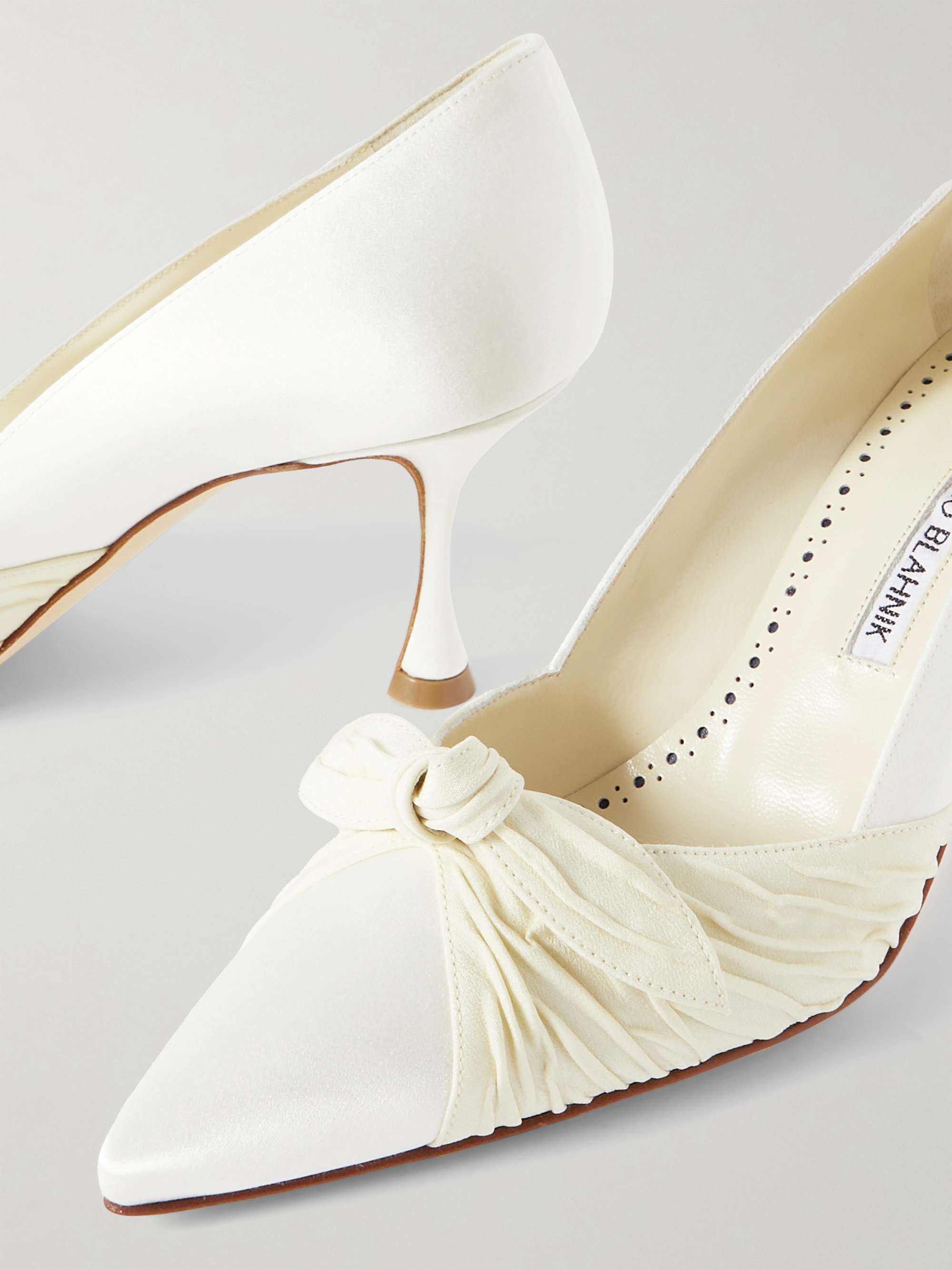 MANOLO BLAHNIK Terka 70 bow-embellished silk-trimmed satin