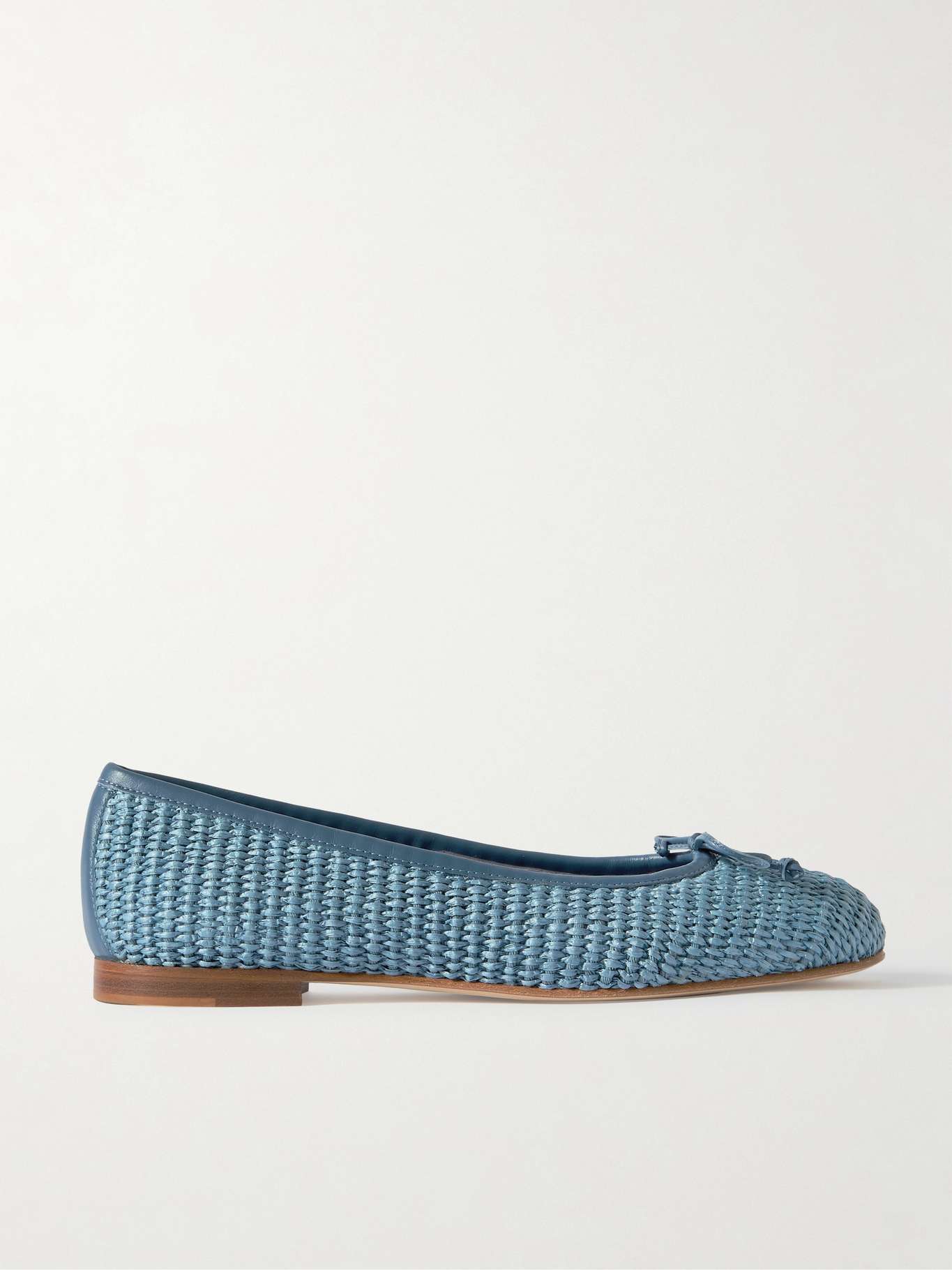 Manolo Blahnik Beige Raffia Ballet Flats