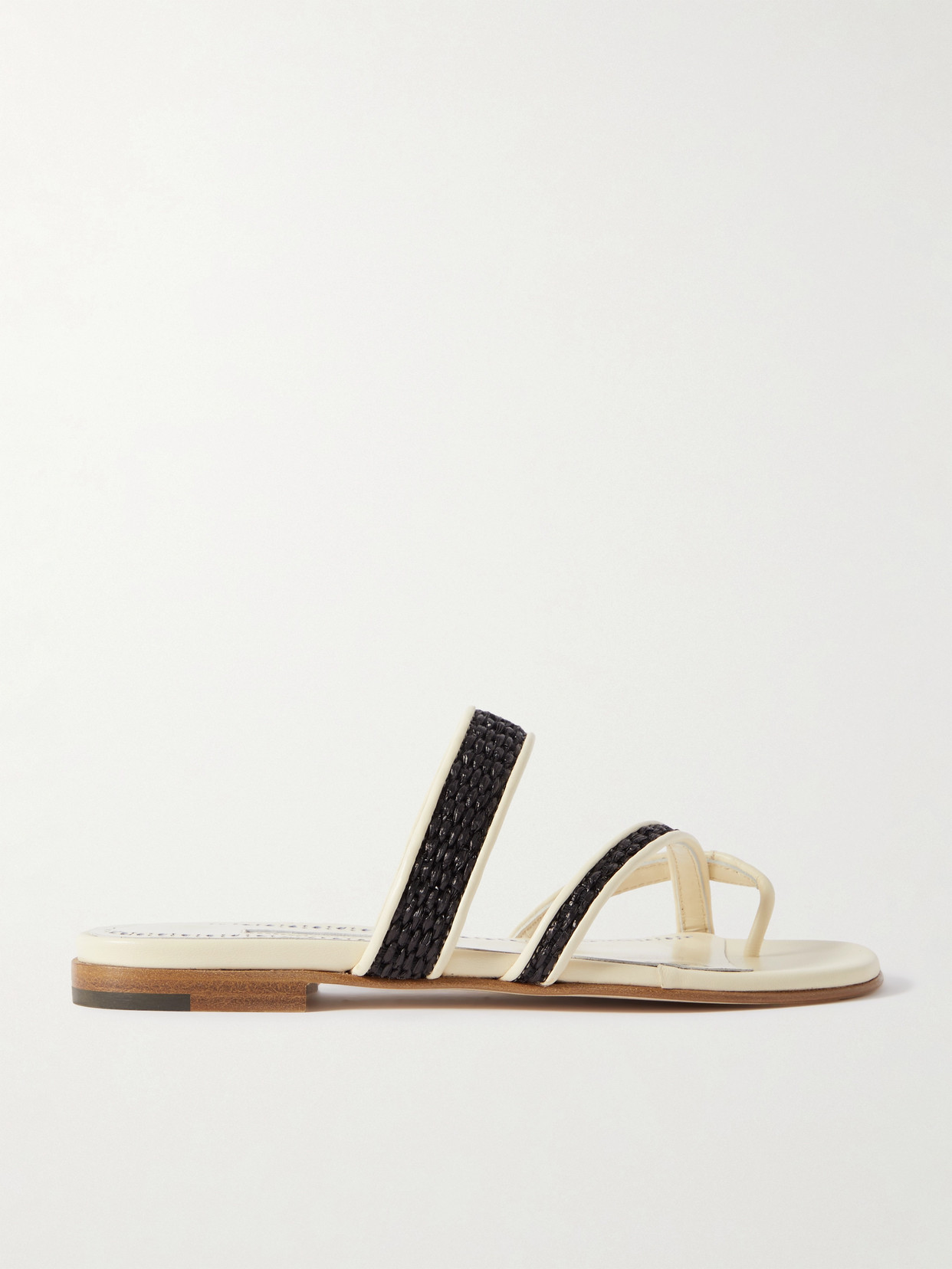Manolo Blahnik Susara Raffia And Leather Sandals In Neutrals