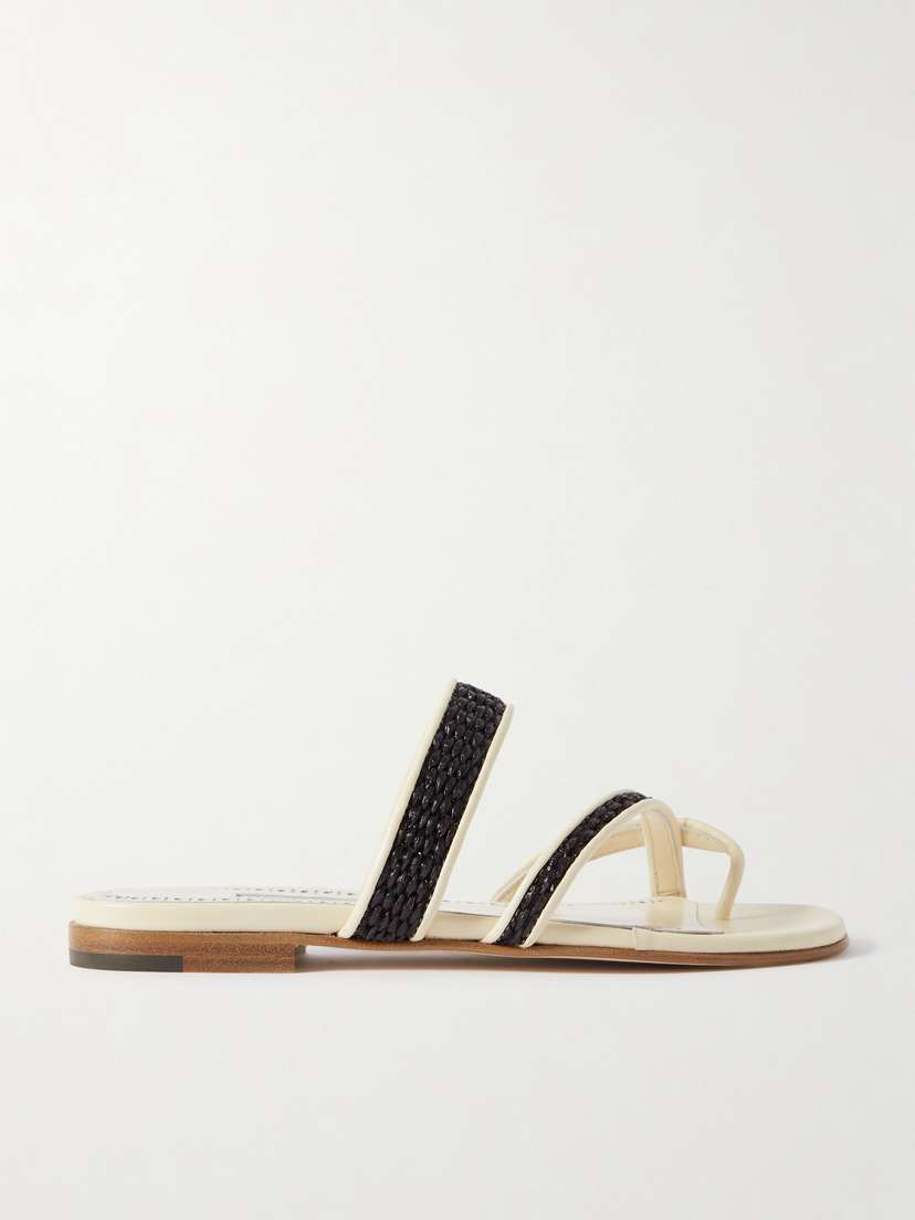 Manolo Blahnik Susara Raffia And Leather Sandals