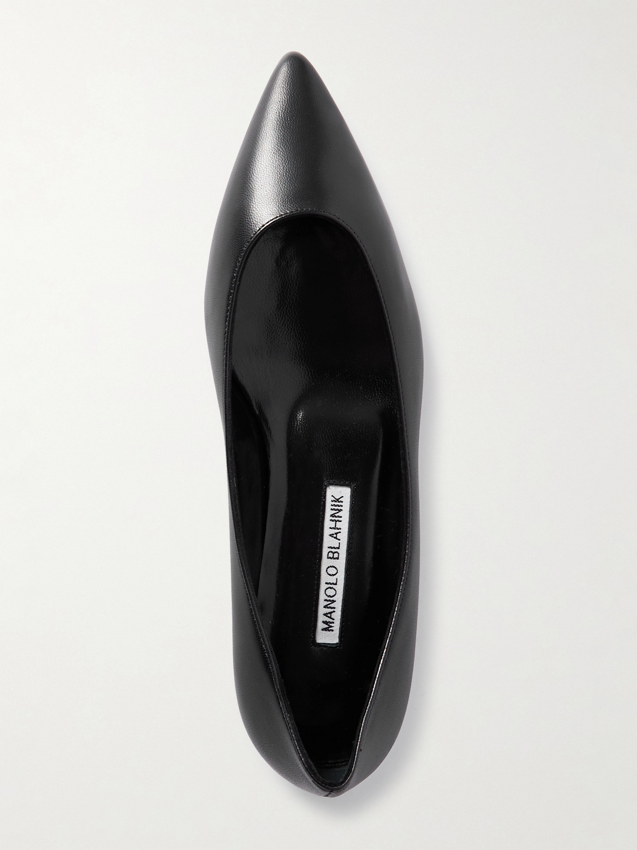 Manolo Blahnik Gala Lambskin Point-toe Ballerina Flats In Black