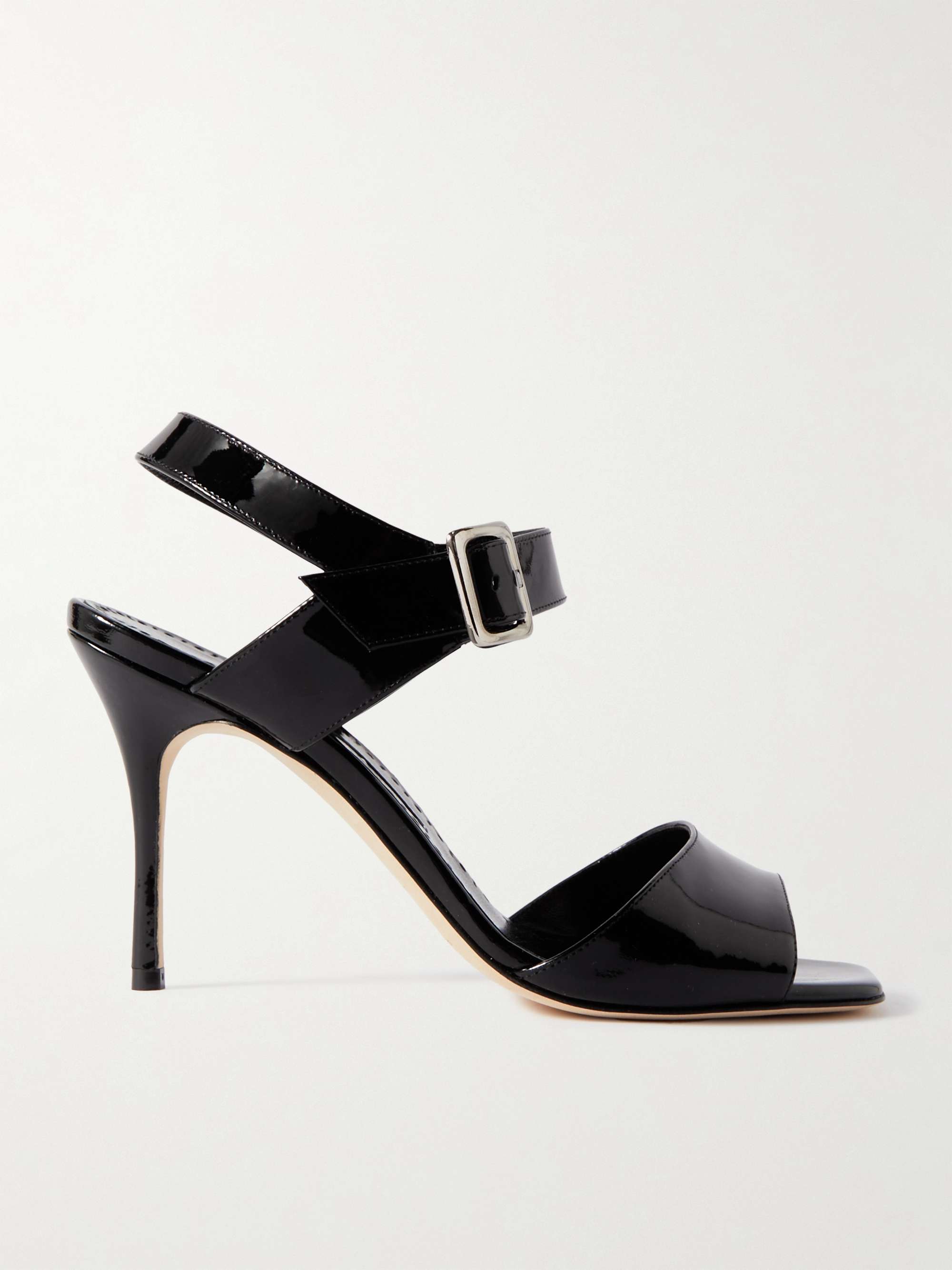 MANOLO BLAHNIK Fairu 90 patent-leather sandals | NET-A-PORTER