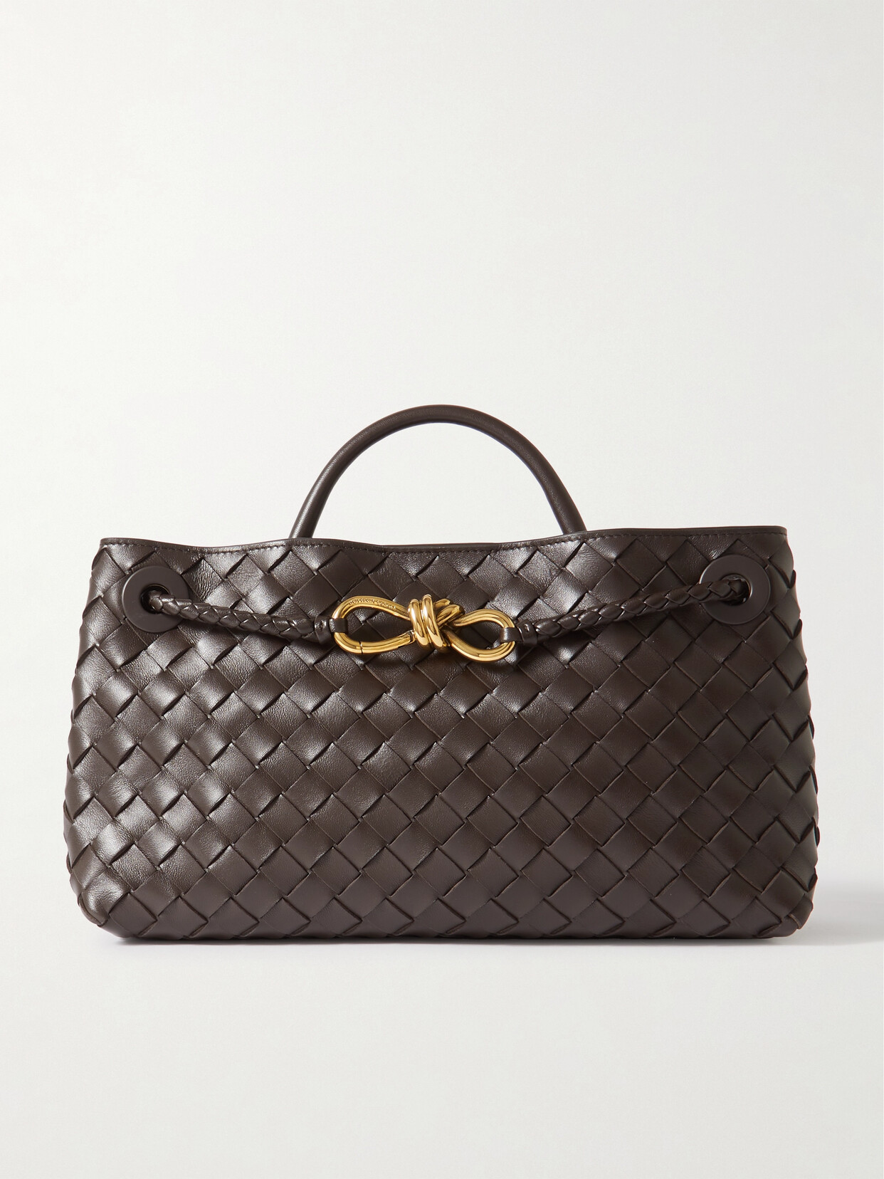 Bottega Veneta East/west Andiamo Small Intrecciato Leather Tote In Brown