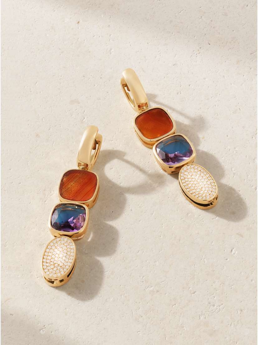 Marla Aaron 18-karat Gold Multi-stone Earrings