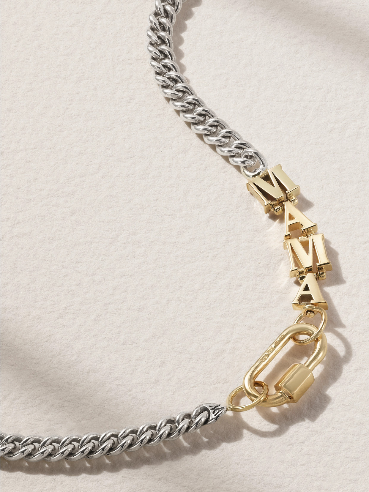 Marla Aaron Mama Talking Chain + Babylock Sterling Silver And 14-karat Gold Necklace In Gold