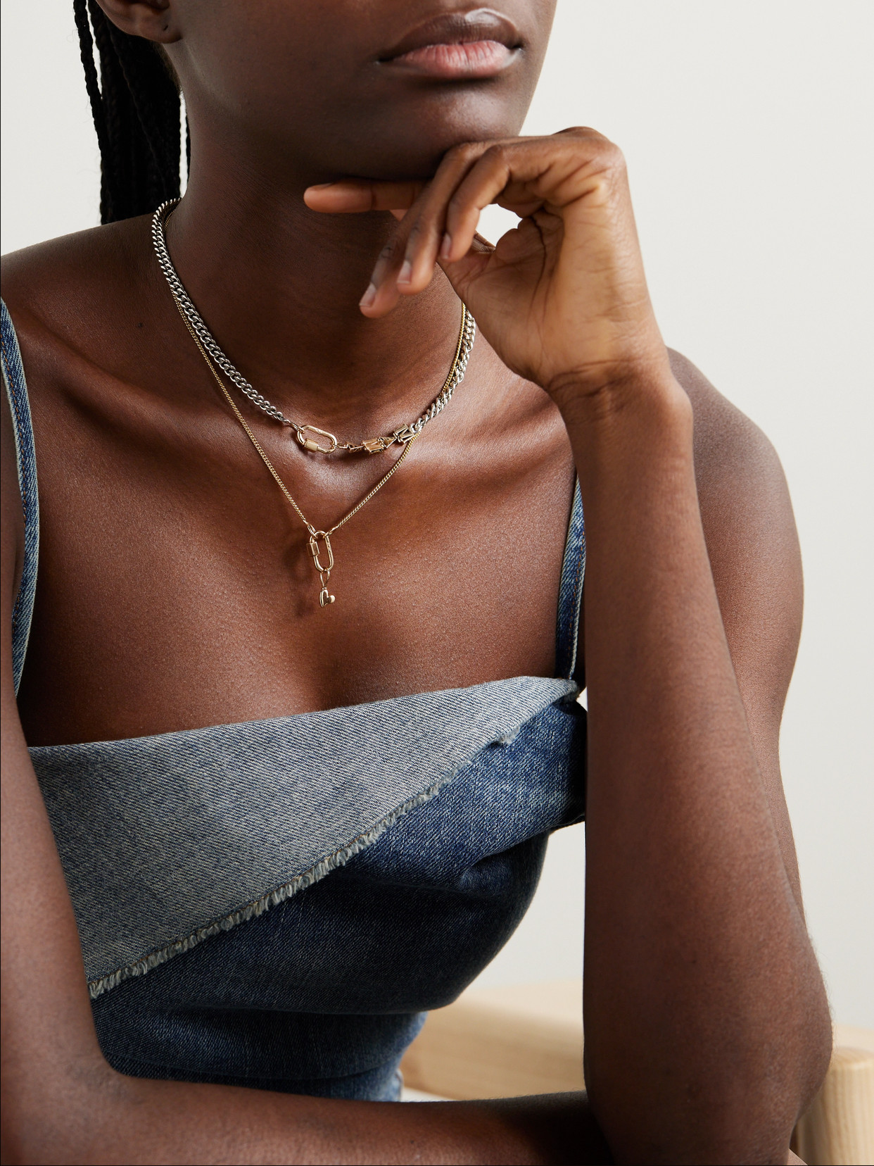Marla Aaron Mama Talking Chain + Babylock Sterling Silver And 14-karat Gold Necklace In Gold