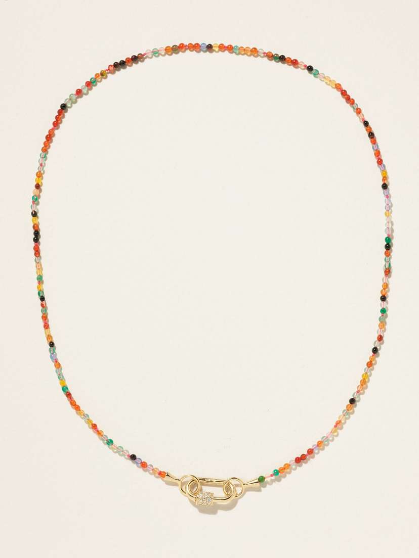 Marla Aaron Itty Bitty Strand + Babylock 14-karat Gold, Agate And Diamond Necklace