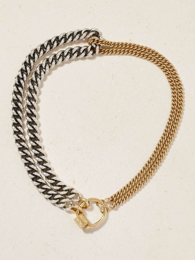 Marla Aaron Minimega Curb 14-karat Gold And Sterling Silver Necklace