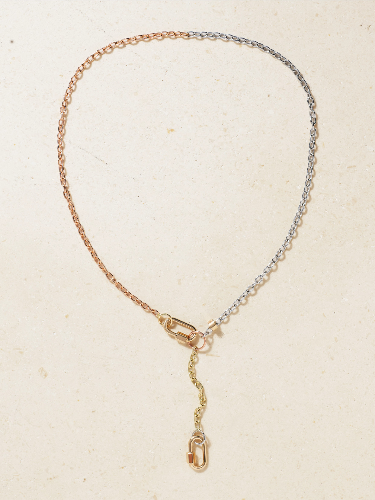 Marla Aaron 14-karat Rose, Yellow And White  Necklace