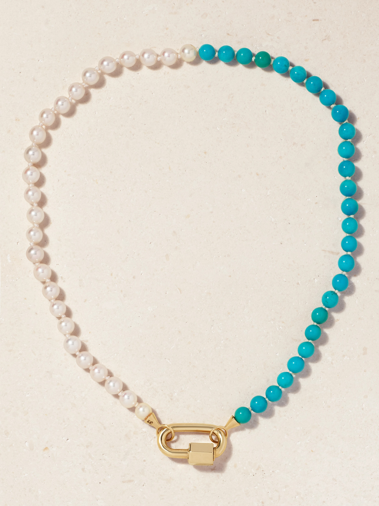 Marla Aaron - 14-karat Gold, Turquoise And Pearl Necklace - One size