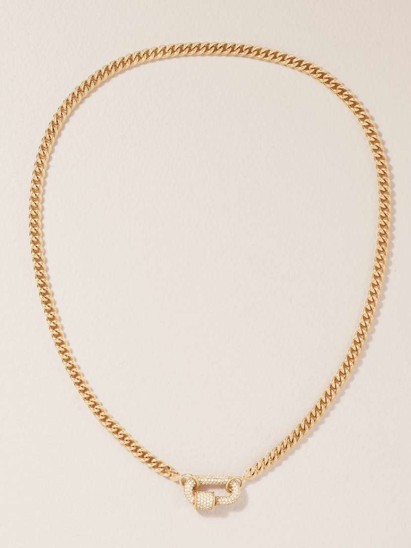 Marla Aaron Chubby Babylock 14-karat Gold Diamond Necklace