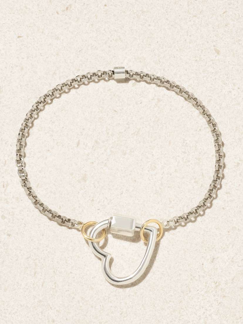 Marla Aaron Heartlock 14-karat Gold And Sterling Silver Bracelet